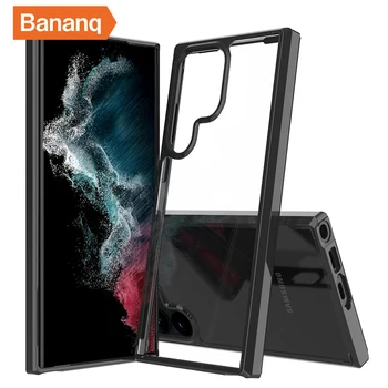 Bananq Прозрачен кристал акрил калъф за Samsung A14 A24 4G A34 A54 5G, противоударная задната част на кутията на телефона